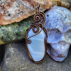 Handcrafted Blue Owyhee Opal  Pendant